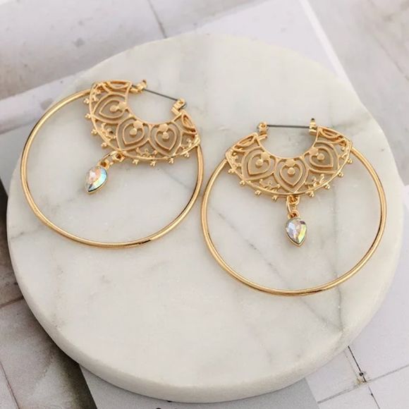 2” Tribal Ethnic Gypsy Hoops Earrings Festival NEW - Picture 1 of 4